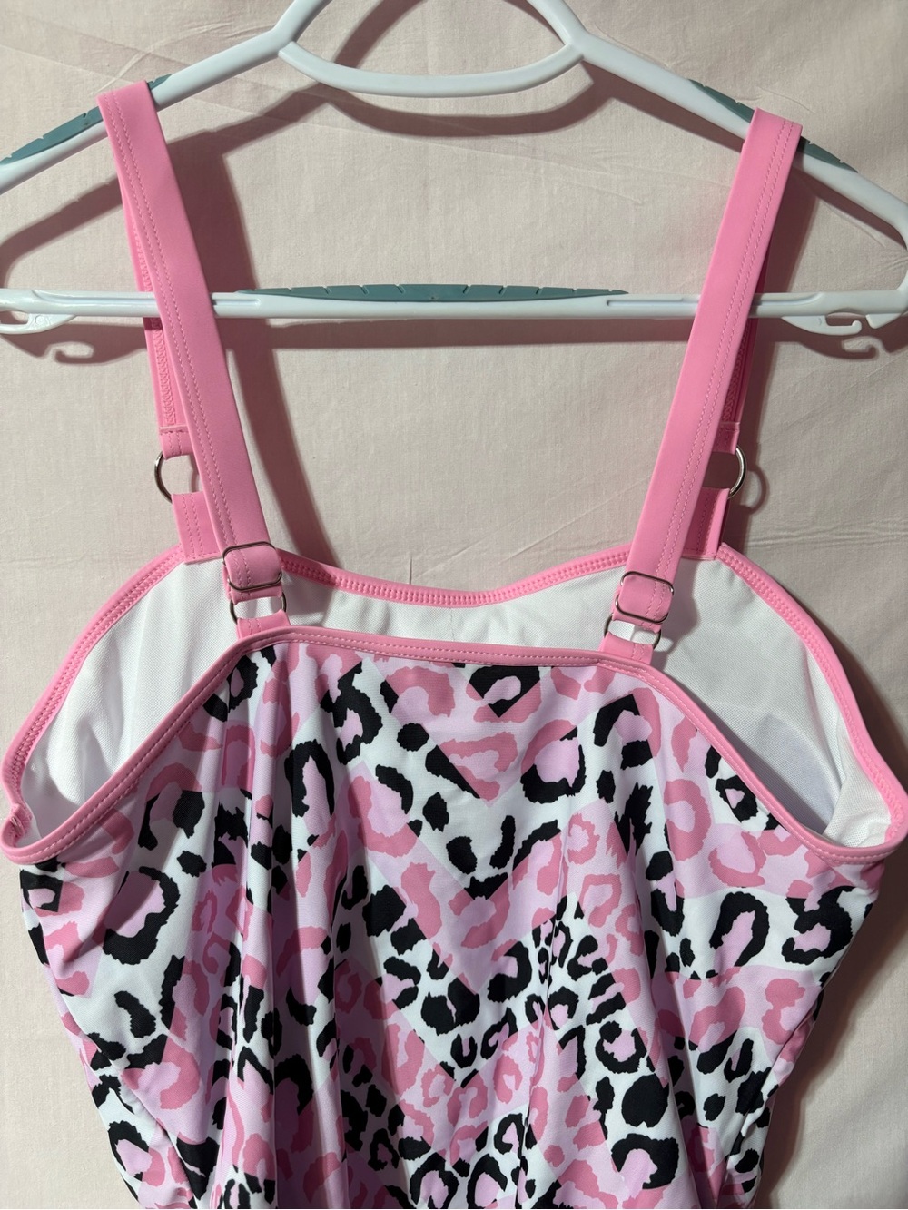 SHEIN Pink Black White Leopard Print 2 Piece Swimsuit - Picture 5 of 12